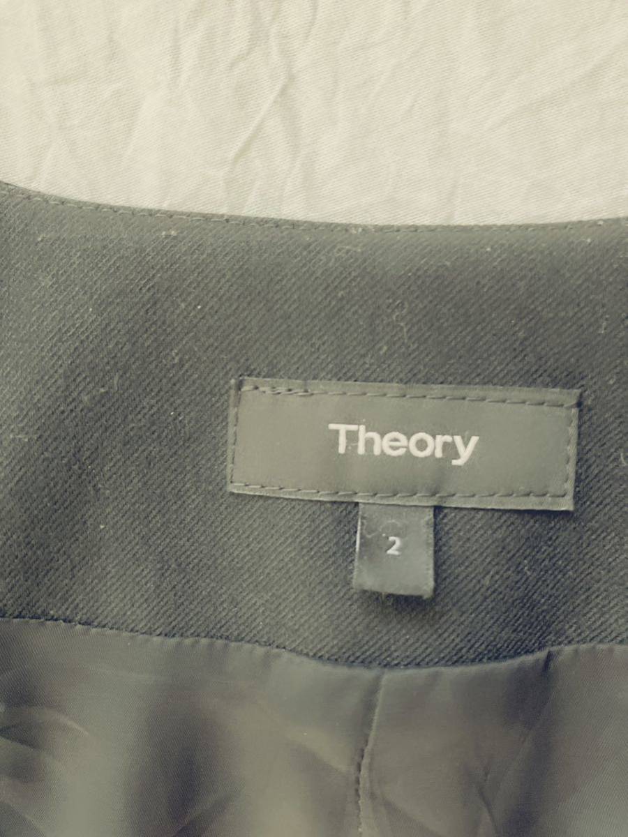 ＋theory LIGHT.SAXONY ノーカラー ジャケット フレア ワンピース スーツ セットアップ 黒 ブラック フォーマル セレモニ+の画像6