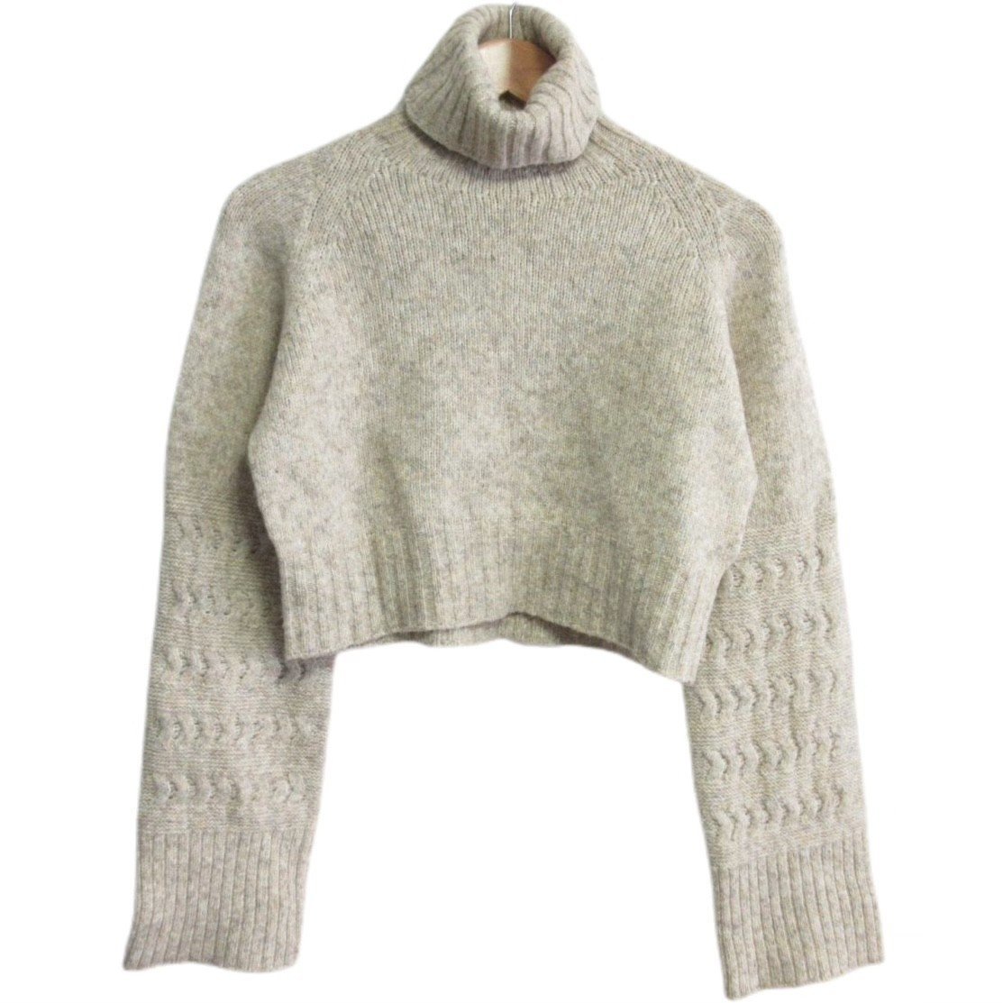  beautiful goods DIESEL diesel long sleeve ta-toru neck short knitted sweater XS beige *
