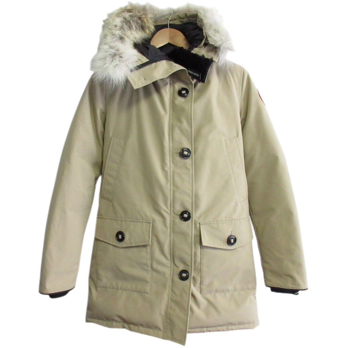 美品 CANADA GOOSE カナダグース コヨーテファー BRONTE ブロンテパーカー ダウンジャケット 2603JL S ベージュ ◆_画像1