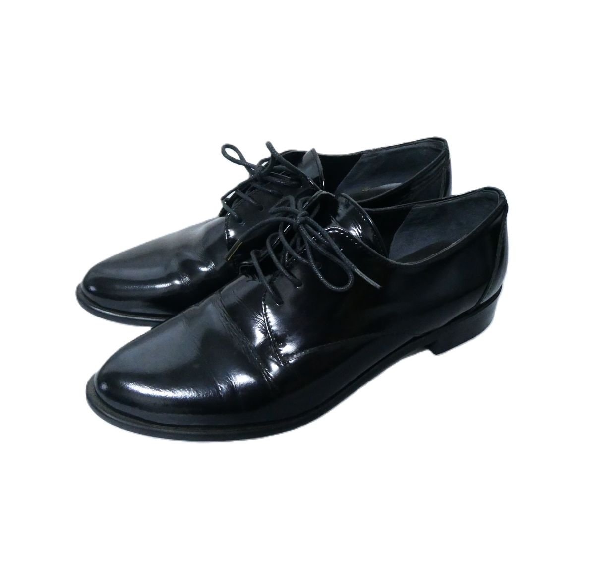 良品 Jean Paul Gaultier ジャンポールゴルチエ レザー プレーントゥ レースアップ ドレスシューズ 革靴 23㎝ ブラック 024_画像1