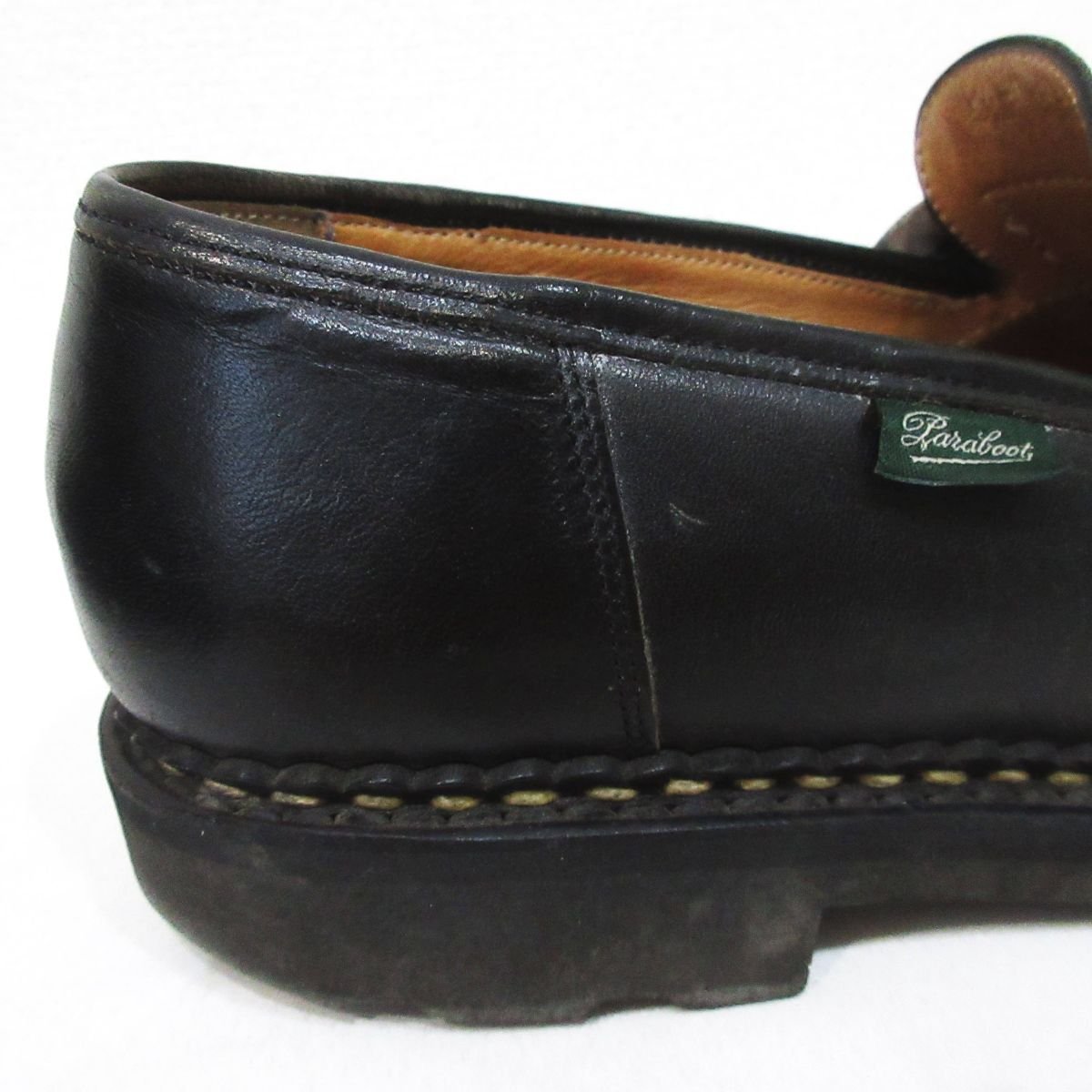 美品 Paraboot パラブーツ REIMS ランス フランス製 レザー コインローファー モカシン サイズ5 1/2 約24cm ブラック_画像9