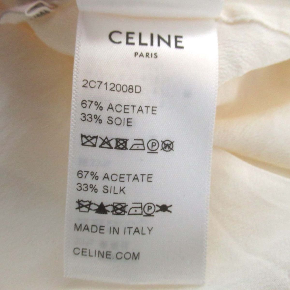 美品 21SS CELINE セリーヌ エディ期 シルクブレンド 長袖 シアー ボウタイ ブラウス シャツ 2C712008D 40サイズ ホワイト_画像5