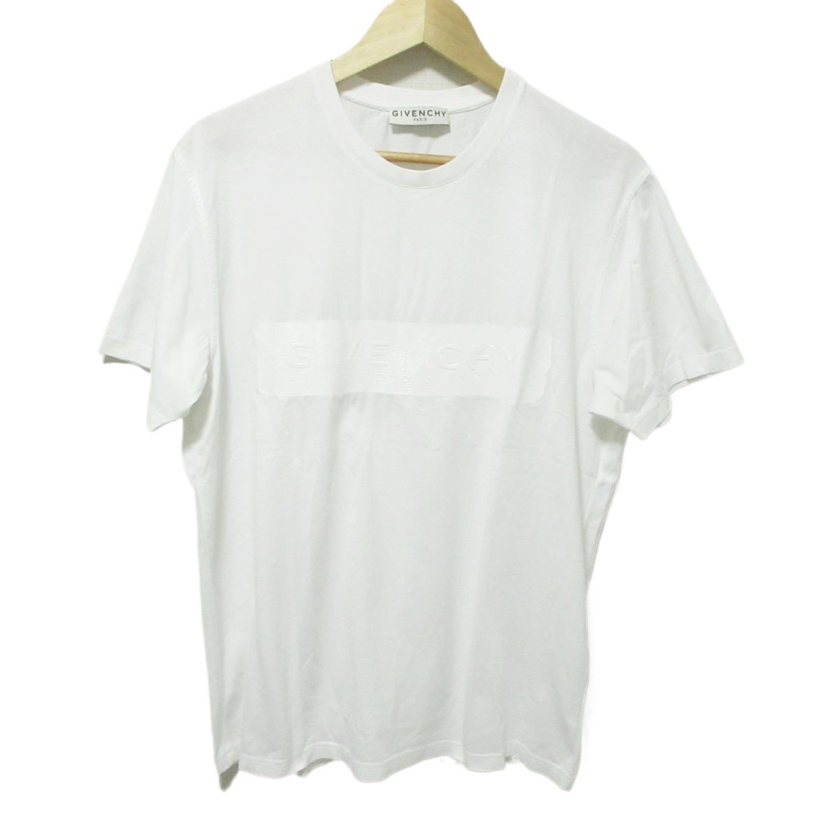 美品 GIVENCHY ジバンシィ テープロゴ 半袖 Tシャツ カットソー S ホワイト 014_画像1