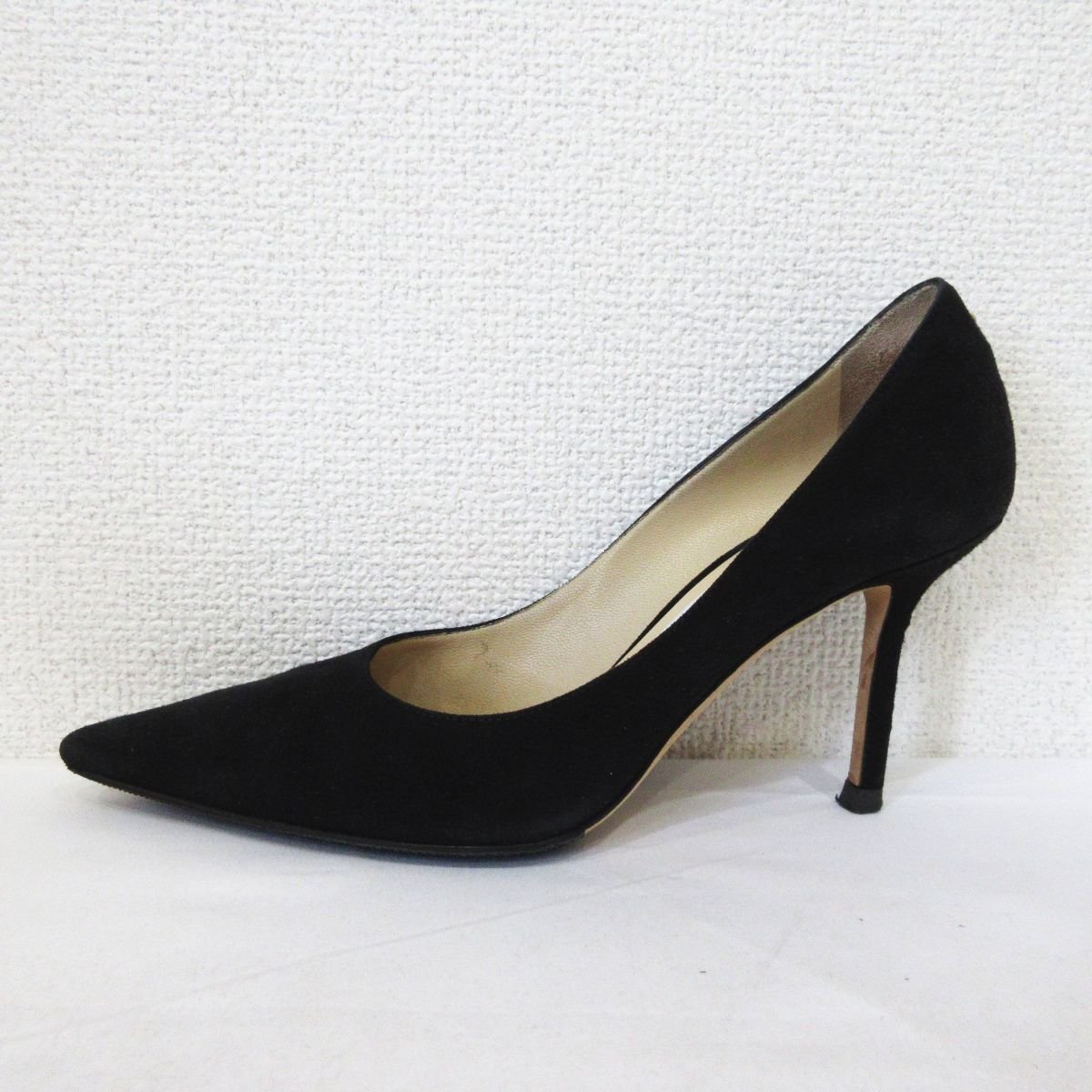 美品 JIMMY CHOO ジミーチュウ LOVE 85 スエード ポインテッドトゥ パンプス サイズ34 1/2 約21.5cm ブラック_画像3