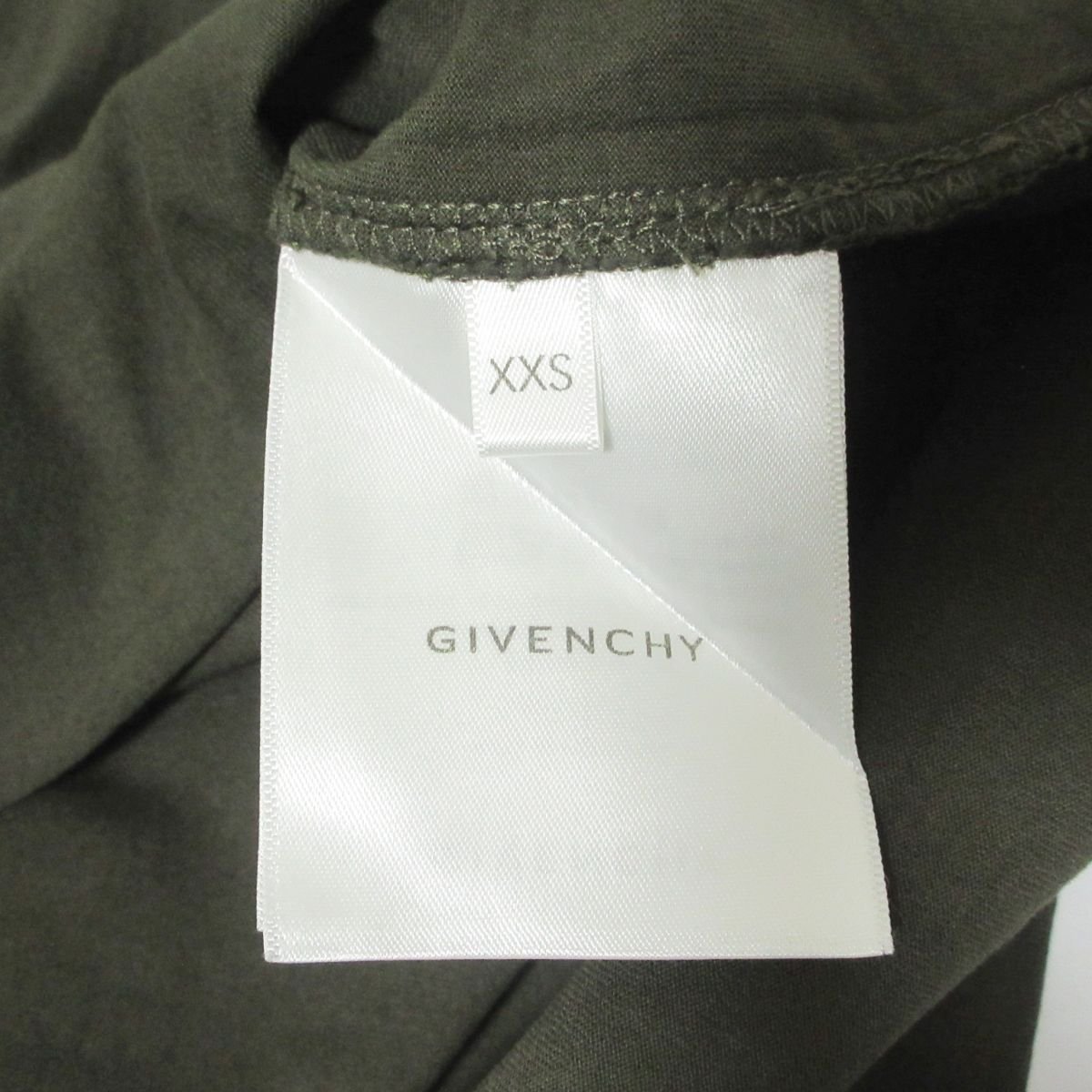 美品 GIVENCHY ジバンシィ ロゴプリント 半袖 Tシャツ カットソー オーバーサイズ XXS カーキ 014_画像5