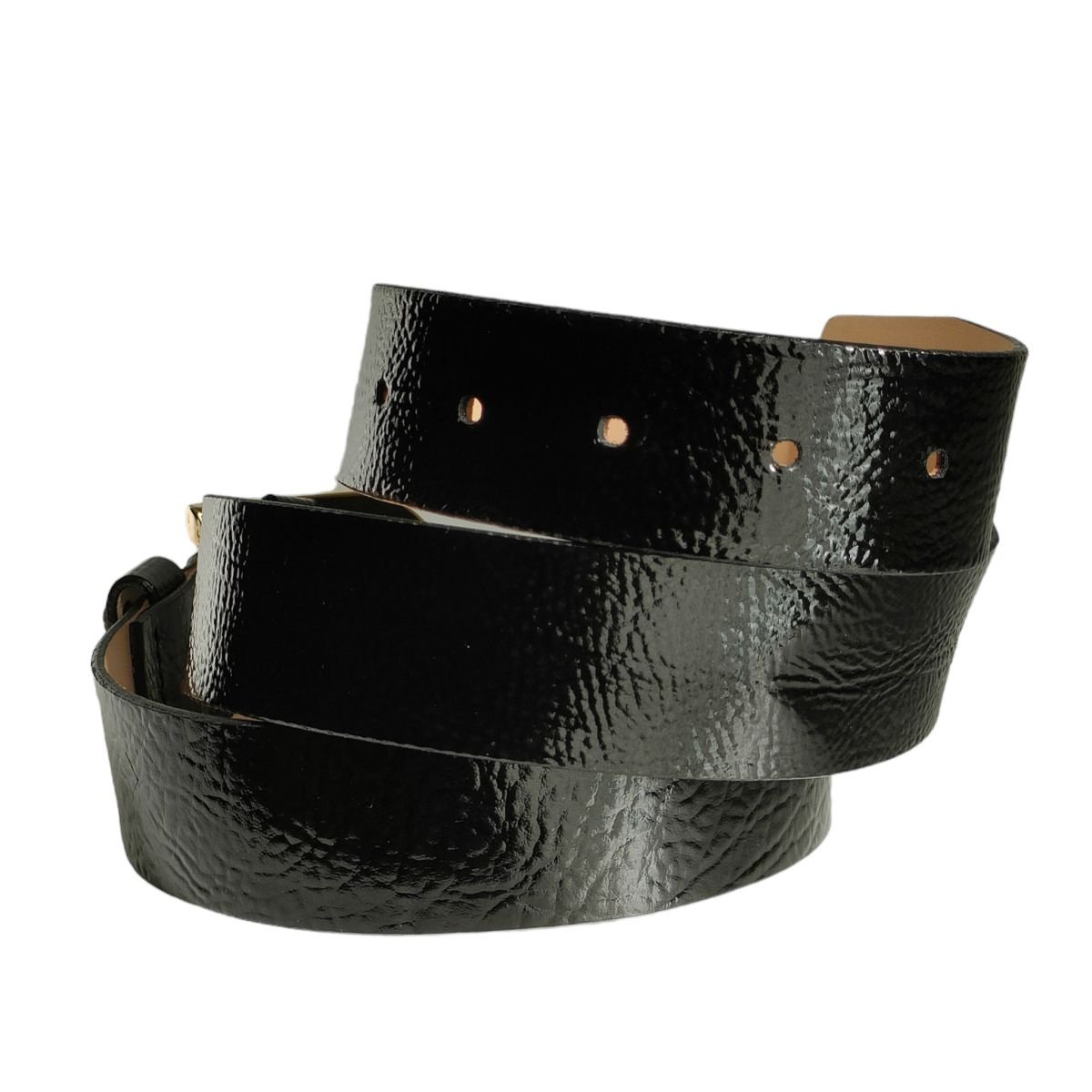  beautiful goods MAX MARA Max Mara enamel leather pin buckle belt M black J0102