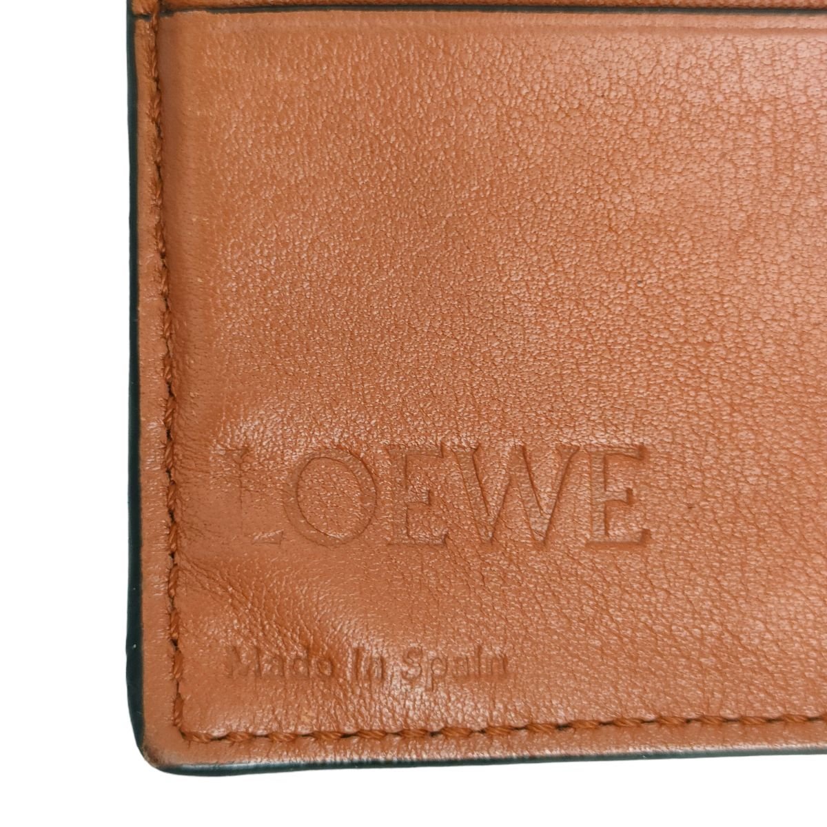 美品 LOEWE ロエベ バーティカルウォレット ミディアム レザー アナグラムロゴ 二つ折り財布 ブルー×ブラウン J0104の画像8