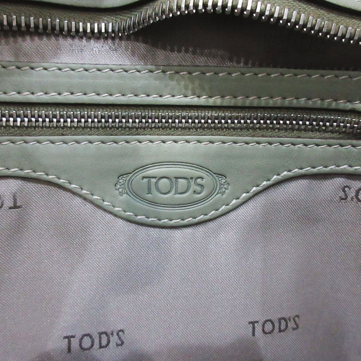 良品 TOD'S トッズ レザー ハンドバッグ グリーン_画像4