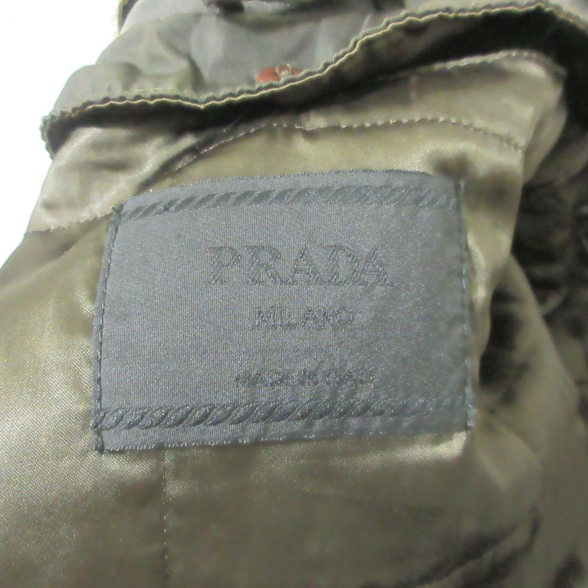  superior article PRADA Prada Vintage collar eko fur liner attaching military jacket blouson M khaki 021