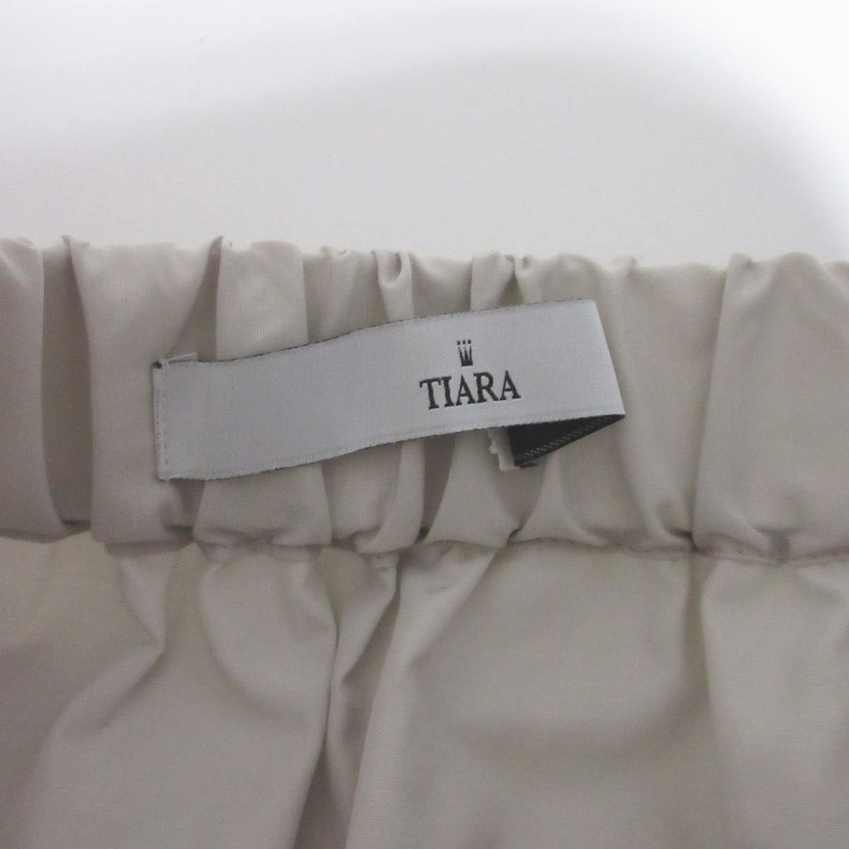 良品 Tiara ティアラ ギャザー フレア イージー ロング スカート A0197FS271 3 ライトグレー ◆の画像6