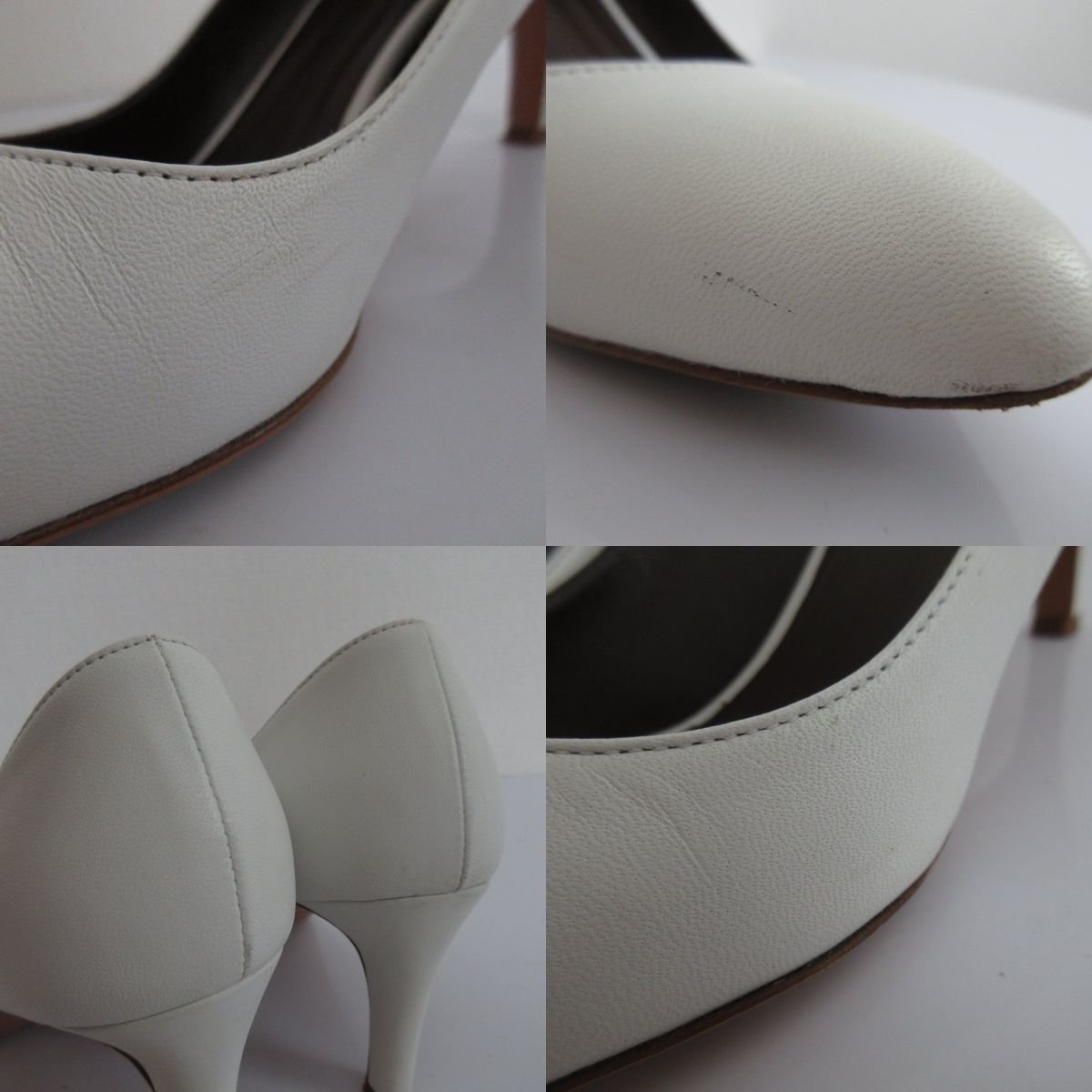  beautiful goods BRUNO MAGLI Bruno Magli almond tu leather heel pumps size 37 1/2 approximately 24cm white *