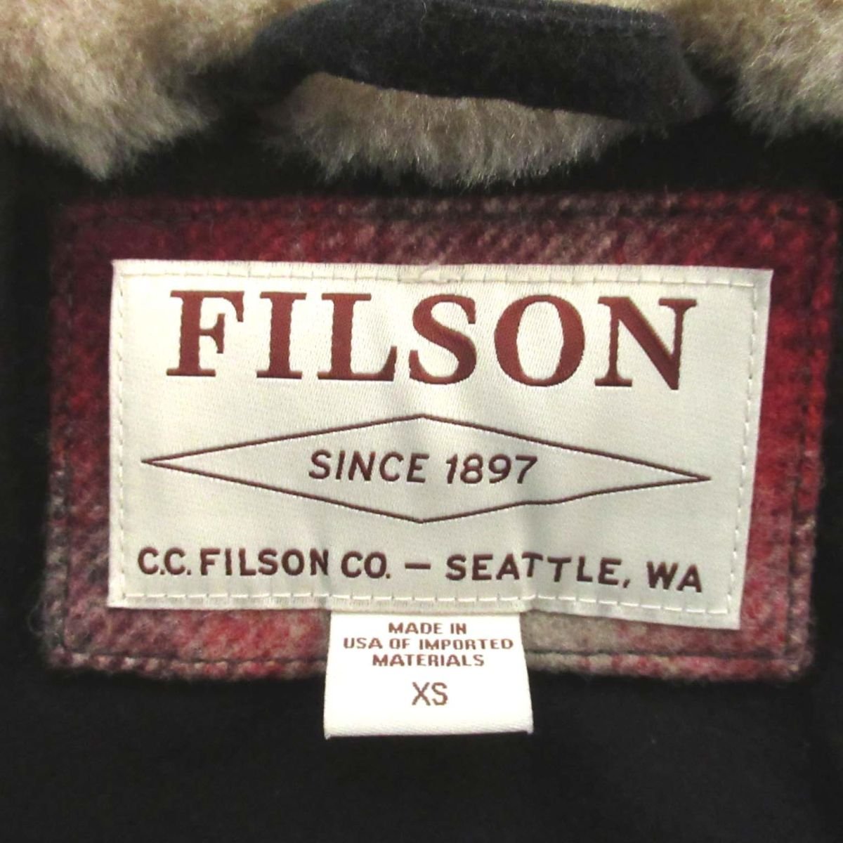 美品 FILSON フィルソン FILSON LINED WOOL PACKER COAT チェック柄 ラインドウール パッカーコート XSサイズ レッド系_画像9
