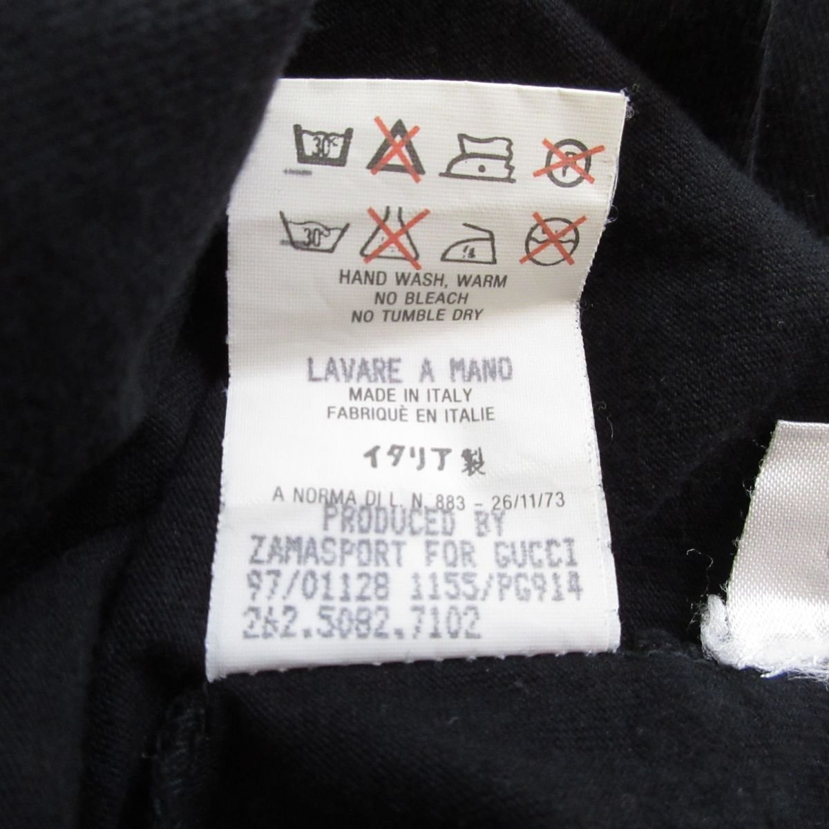 良品 GUCCI グッチ トムフォード期 1997年製 インターロッキングGロゴ刺繍 クルーネック 半袖 Tシャツ カットソー S ブラック_画像8