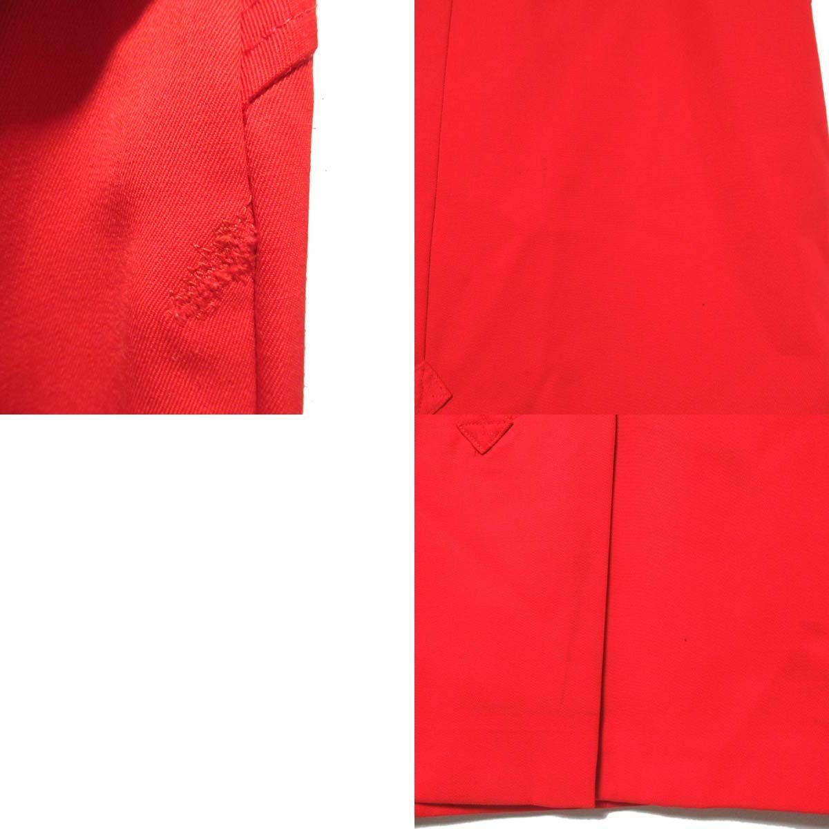01P CHANEL シャネル ココマーク カフスボタン テーラードジャケット+ひざ丈スカート スーツ セットアップ 上下サイズ違い レッドの画像9