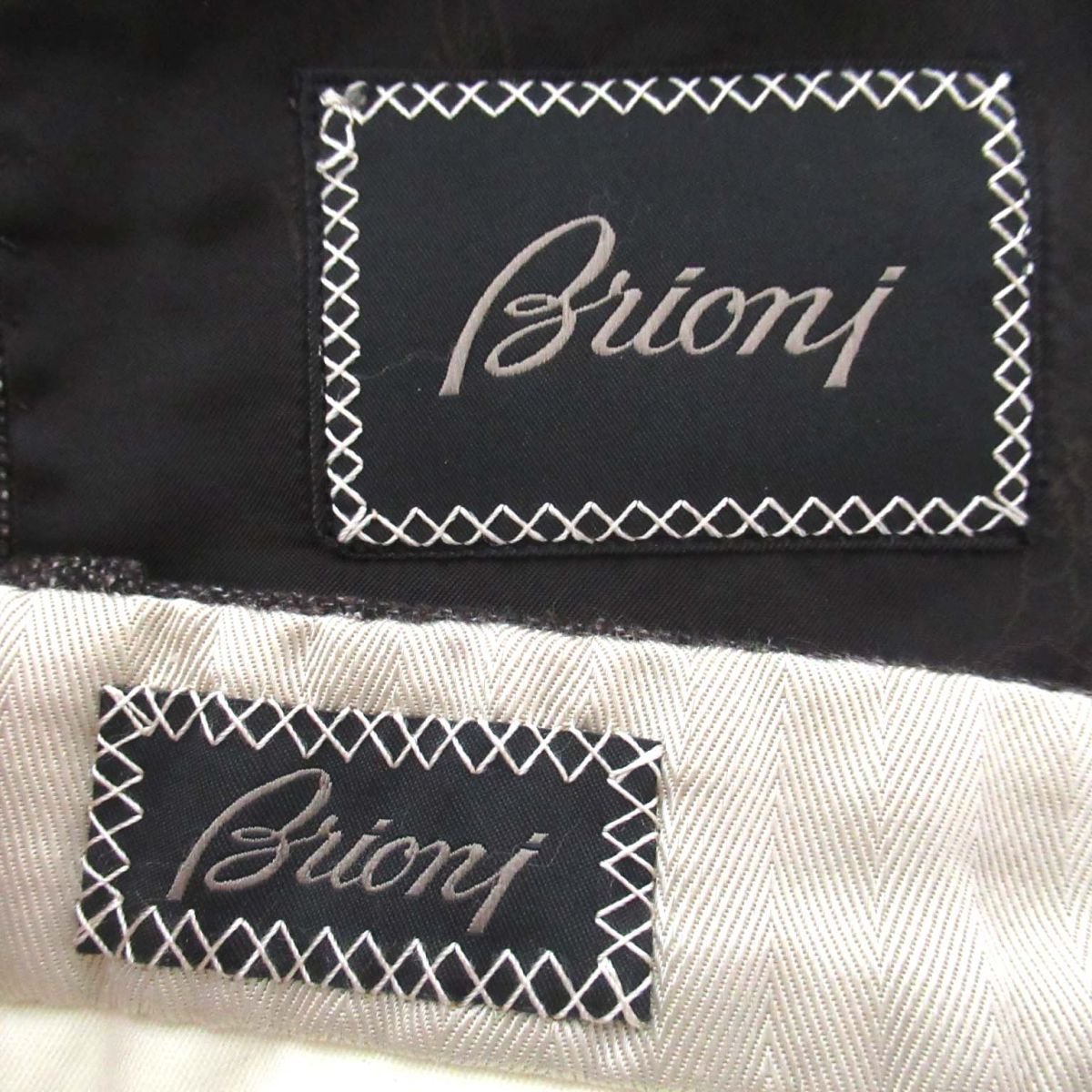 美品 Brioni ブリオーニ PARIOLI シルクブレンド テーラードジャケット+スラックスパンツ シングル スーツ セットアップ 50 ダークブラウン_画像10