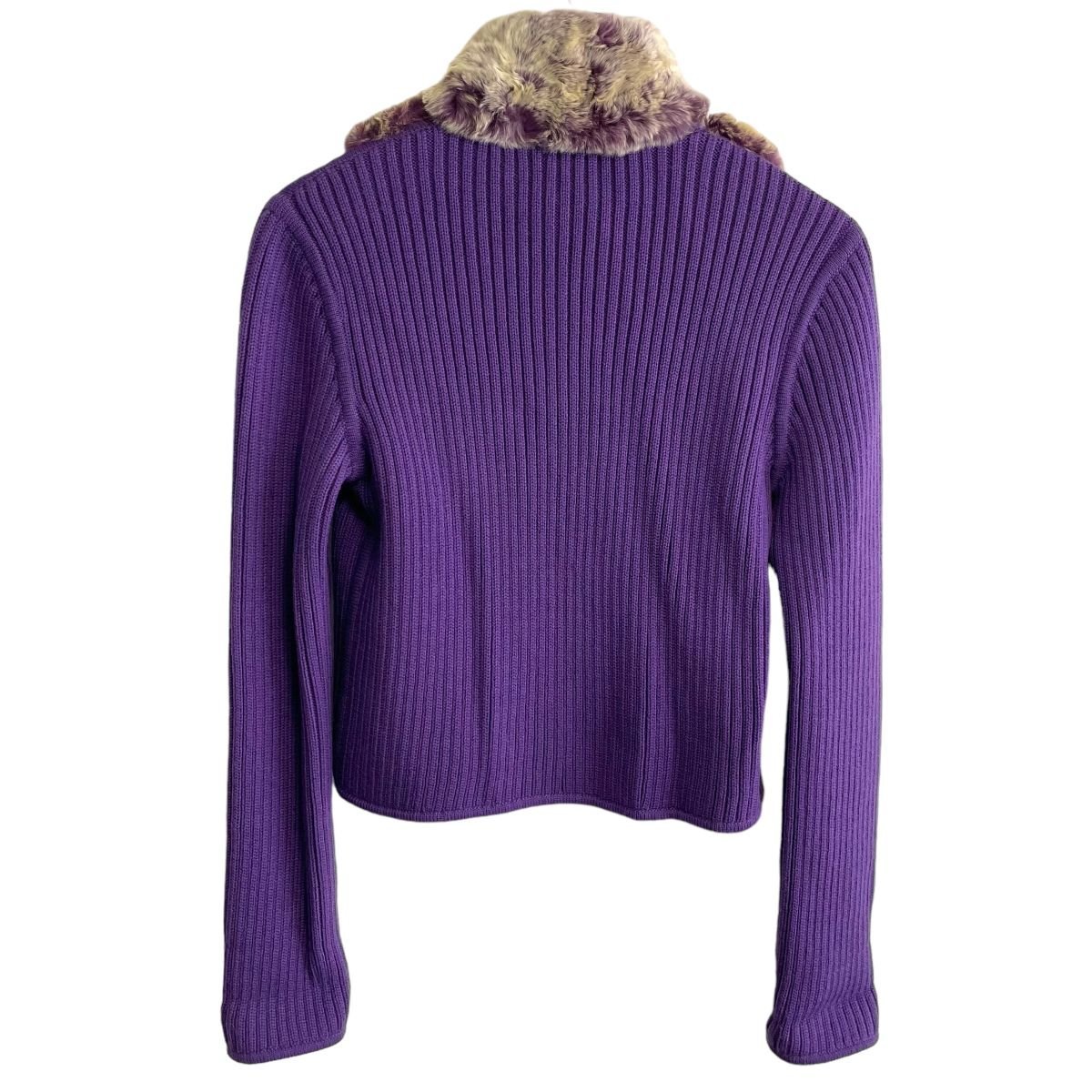  beautiful goods FENDI Fendi silk 100% beaver fur high‐necked Zip up knitted blouson 46 purple *