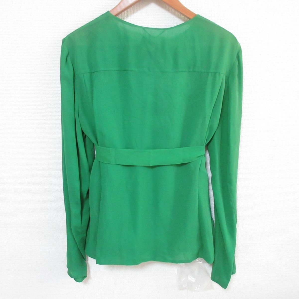  unused Les Copainsreko bread silk 100% pocket design sia- bell tedo jacket large size 44 green *