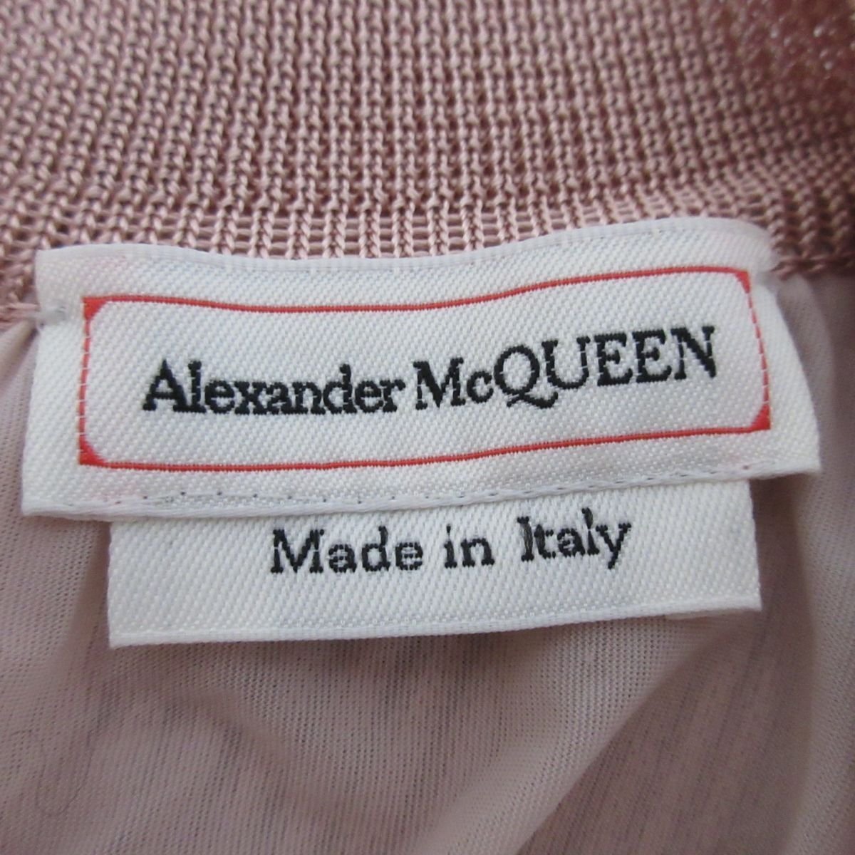  прекрасный товар ALEXANDER McQUEEN Alexander McQueen действующий бирка колено сверху длина ребра вязаный платье One-piece розовый *