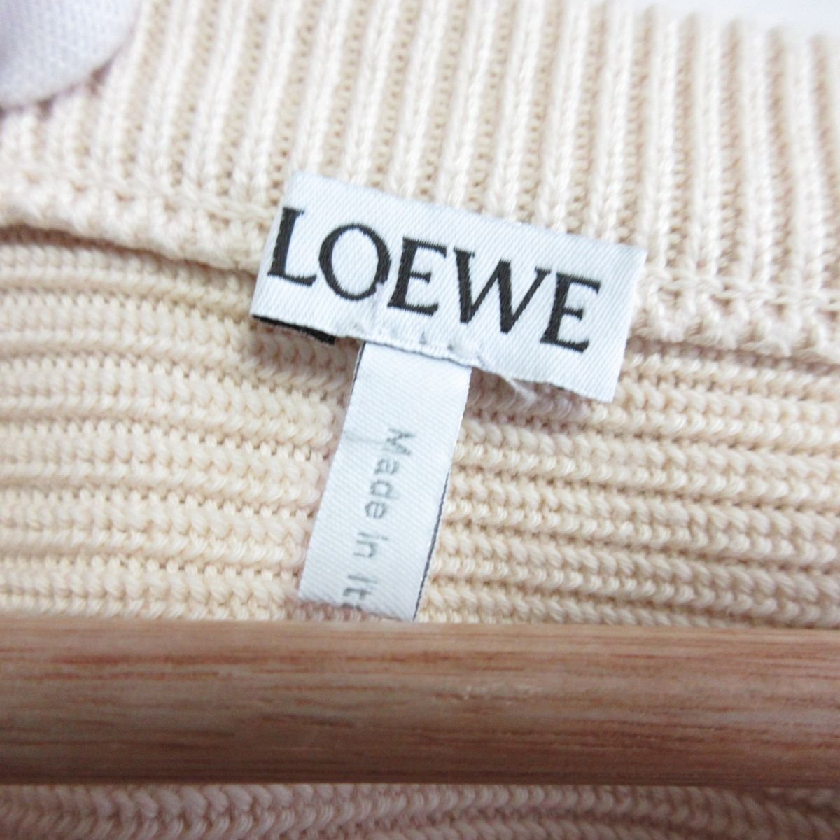 美品 21SS LOEWE ロエベ 長袖 クルーネック カットアウト ニット セーター S ホワイト ◆_画像7