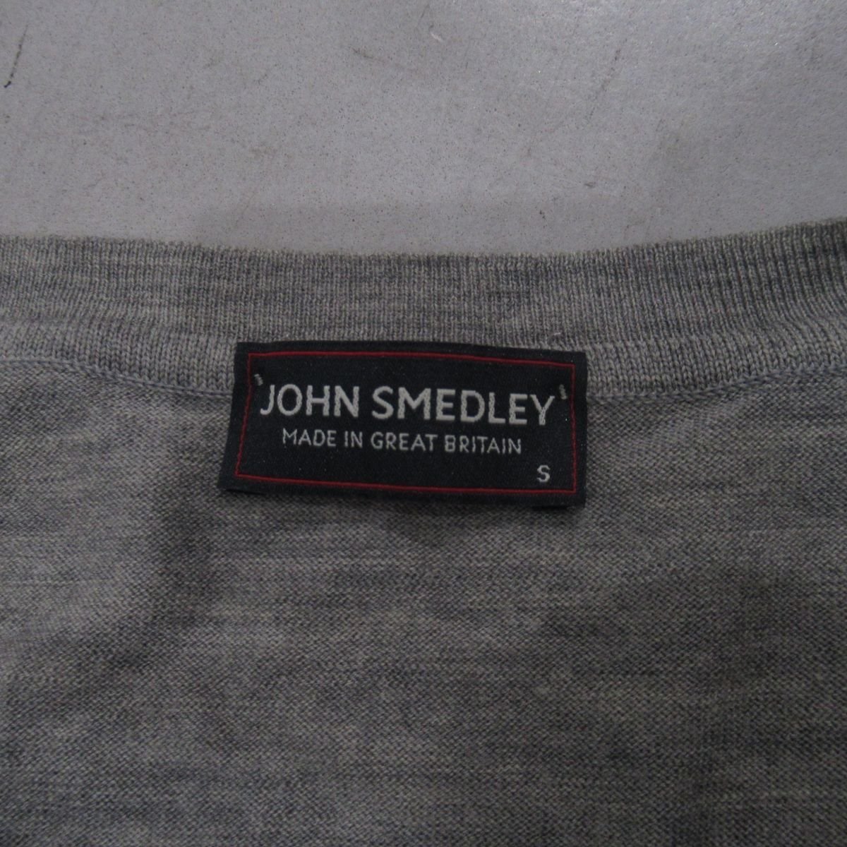 美品 JOHN SMEDLEY ジョンスメドレー 英国製 メリノウール 長袖 ハイゲージニット セーター S グレー ◆_画像3