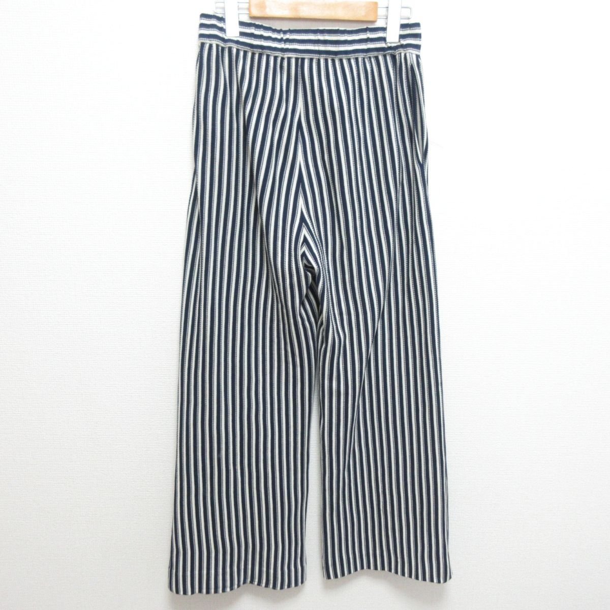  beautiful goods 20SS Lisiere Rige .-rua Pal tomon stripe pattern Easy wide pants size 36 navy × white *