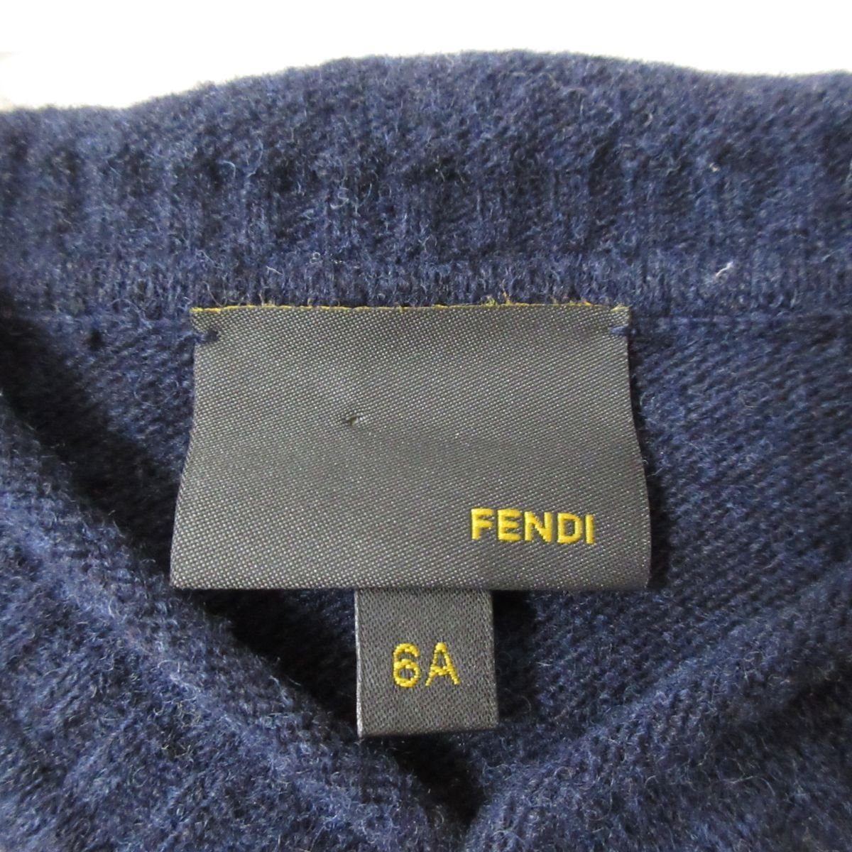 美品 FENDI フェンディ 子供服 キッズ ズッカ柄 ニットワンピース 6A ネイビー×ホワイト ◆_画像3