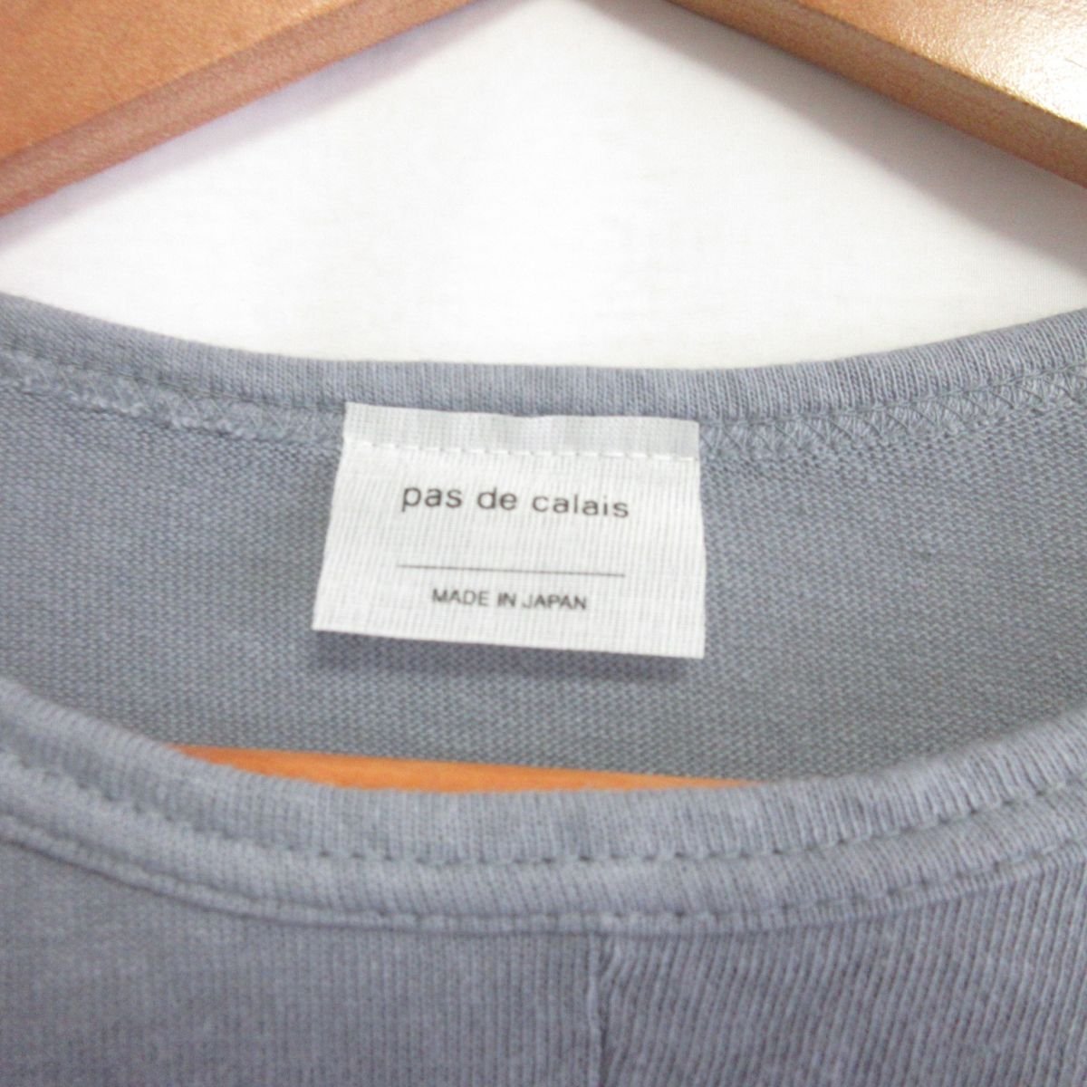 美品 22AW pas de calais パドカレ 切替植物染め ワイドプルオーバー 長袖 アシンメトリーヘム カットソー オーバーサイズ 36 ブルー系 ◆_画像7