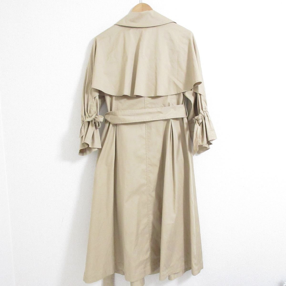  beautiful goods FRAY ID.f Ray I ti- double breast flair trench coat bell tedo long coat 1 beige *