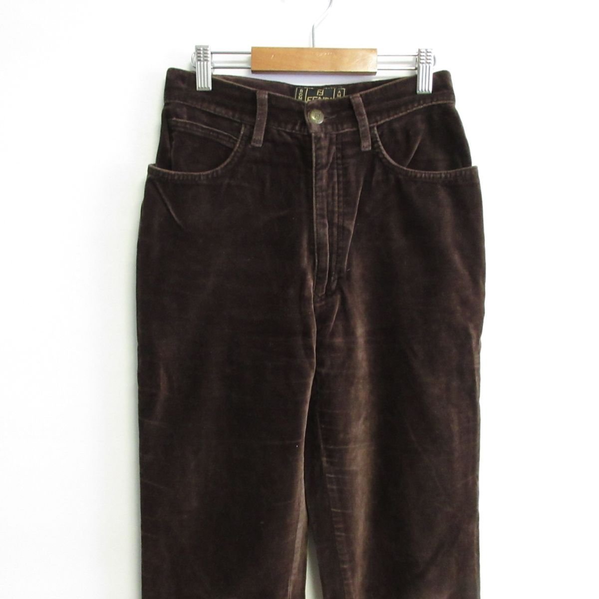  прекрасный товар FENDI jeans Fendi Vintage Zip fly Logo вышивка bell спальное место брюки 42 Brown *