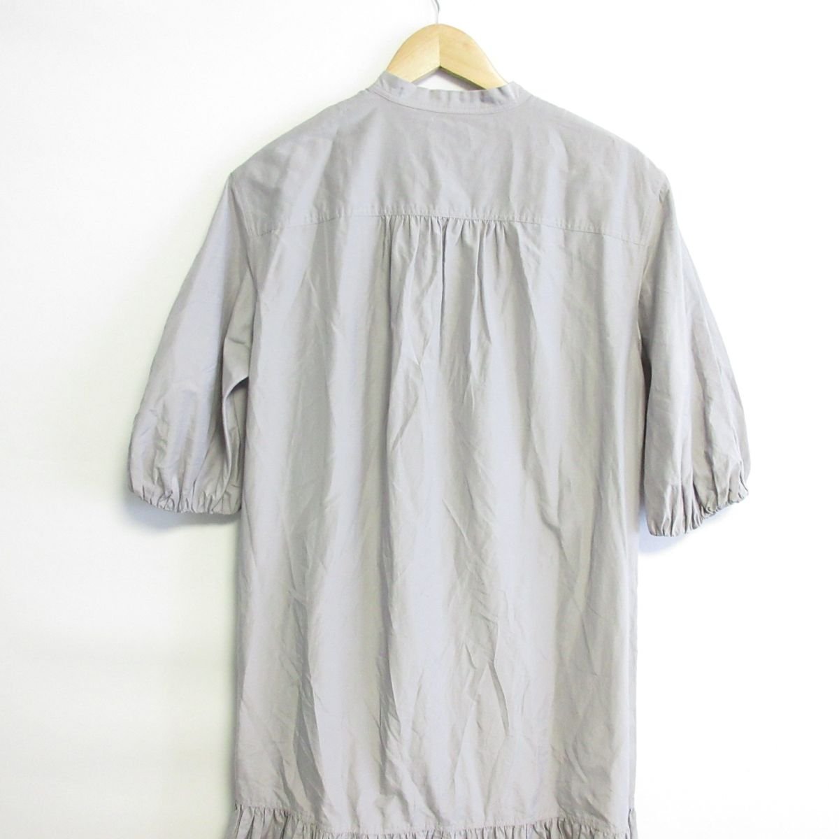  beautiful goods 22SS IENA Iena silk Blend . minute sleeve band color hem switch maxi height tia-do shirt One-piece dress 38 gray *