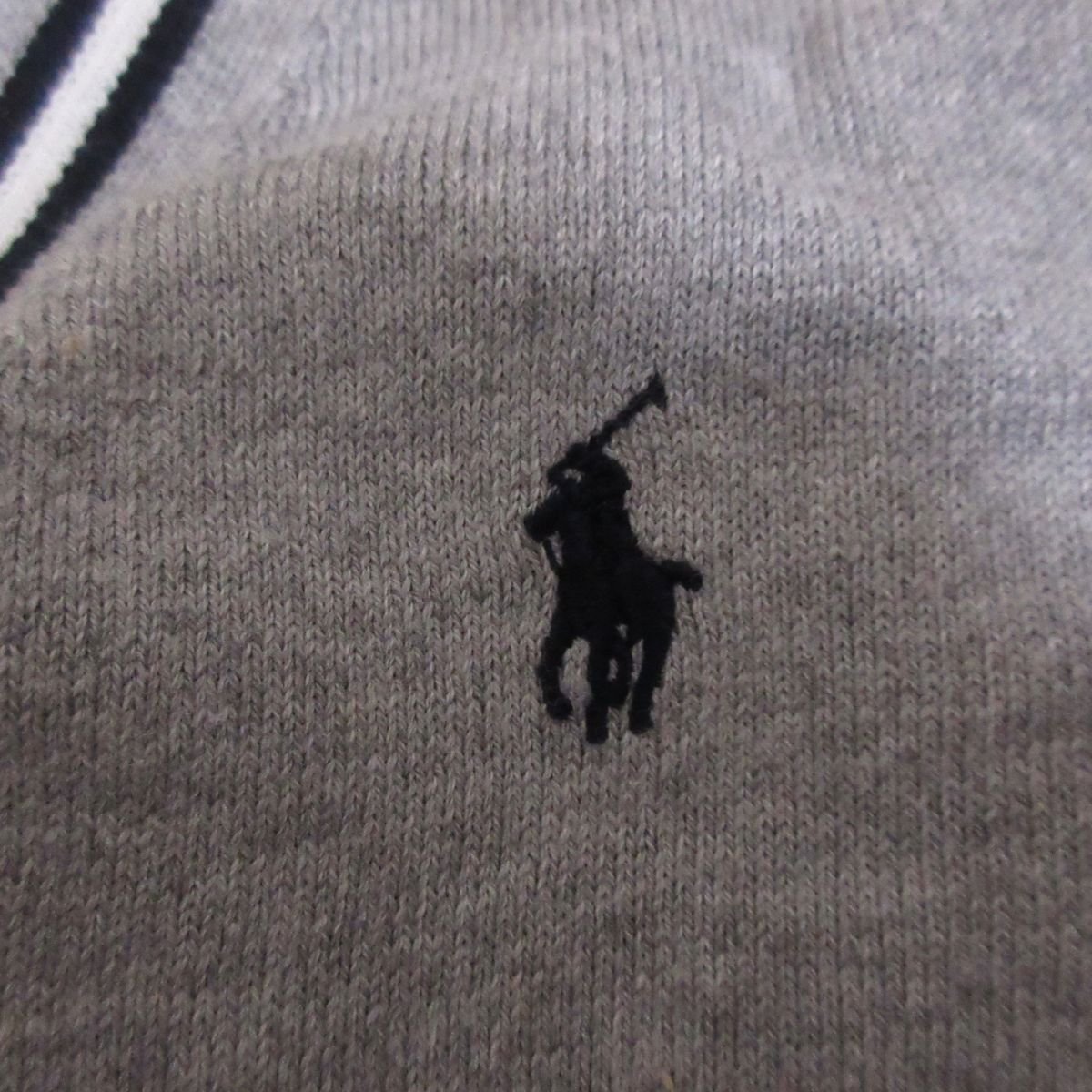 新品 未使用 POLO RALPH LAUREN ポロラルフローレン ポニーロゴ刺繍 長袖 ニット カーディガン M 10-12 グレー ◆_画像4