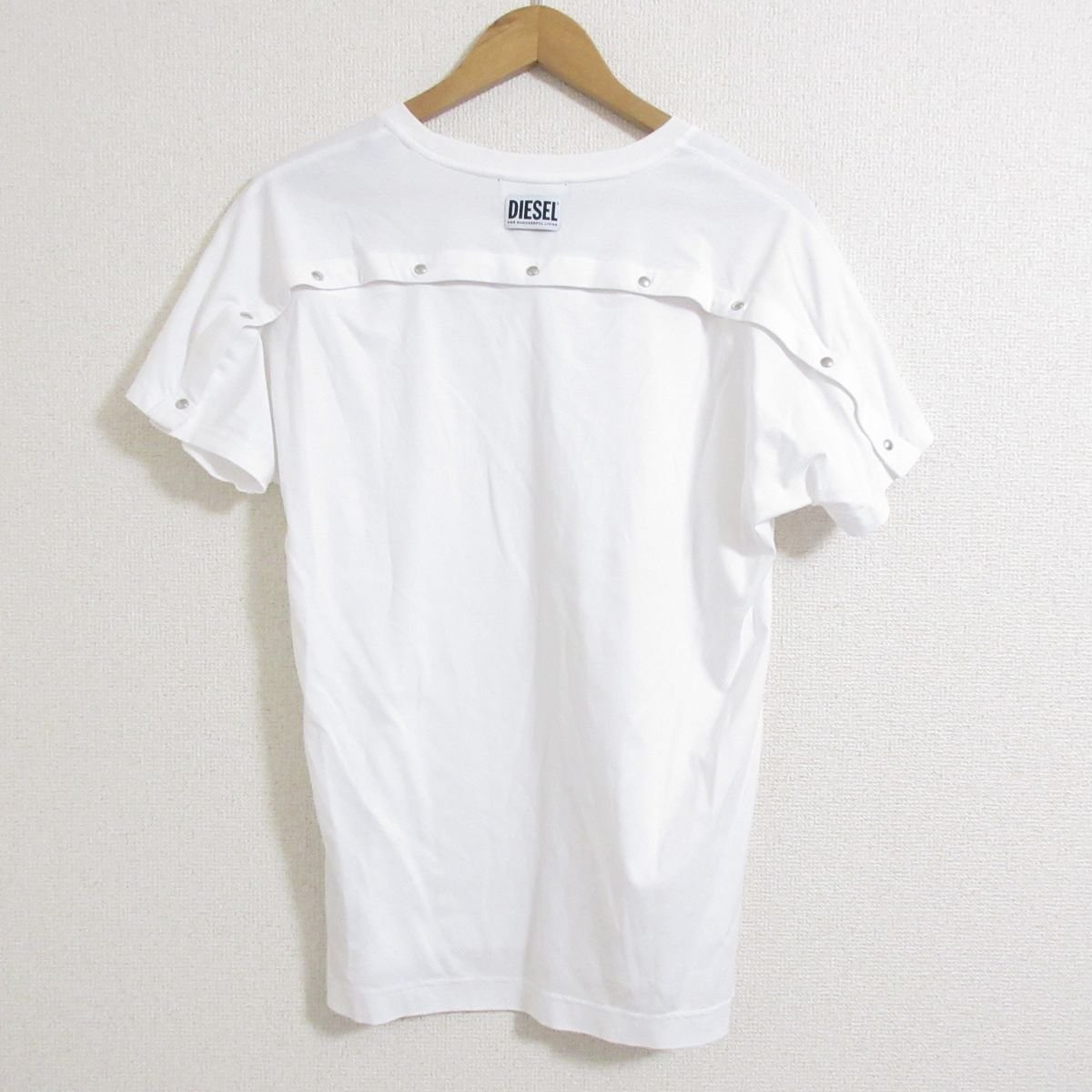 美品 DIESEL ディーゼル バックボタン 半袖 Tシャツ カットソー S ホワイト ◆_画像2
