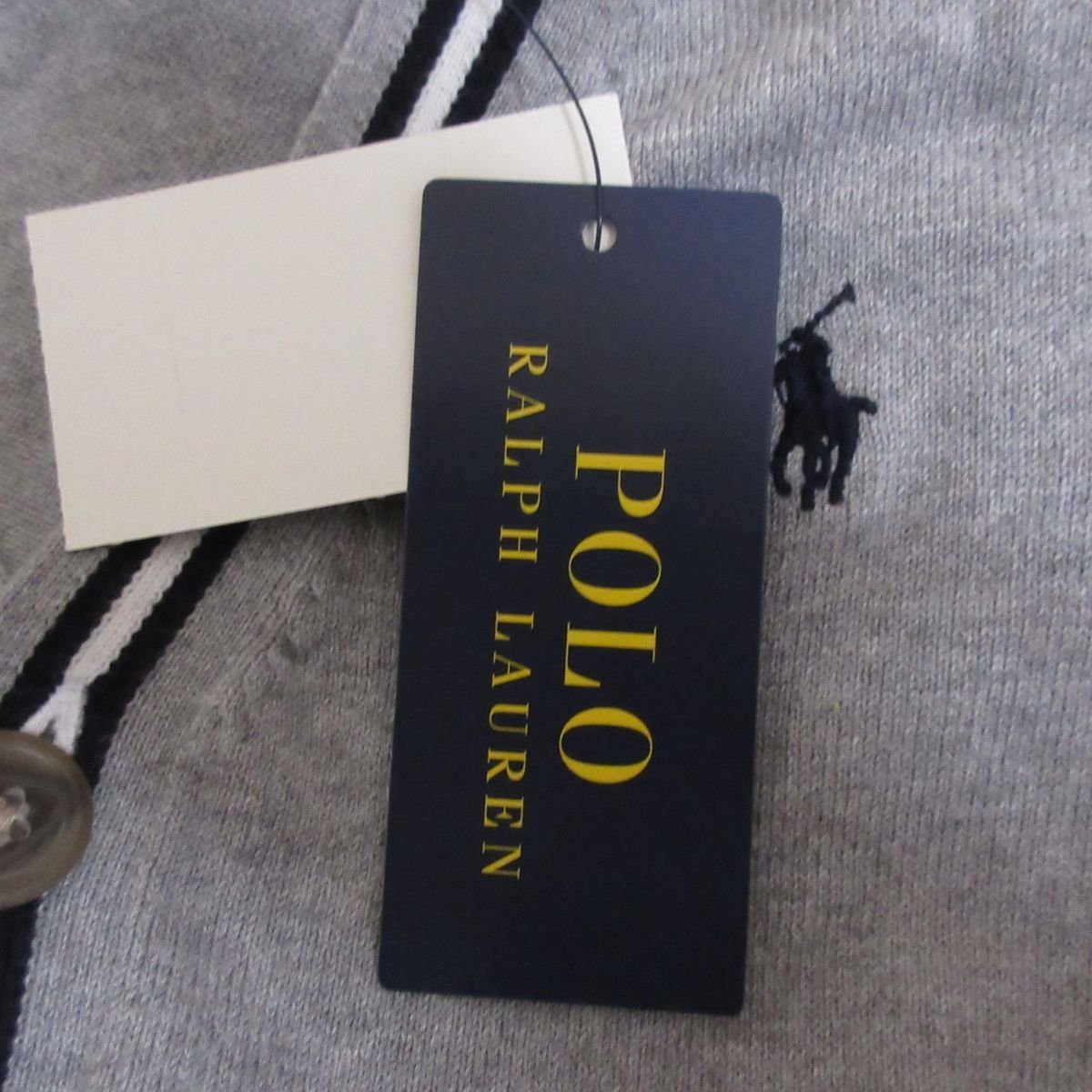 新品 未使用 POLO RALPH LAUREN ポロラルフローレン ポニーロゴ刺繍 長袖 ニット カーディガン M 10-12 グレー ◆_画像7