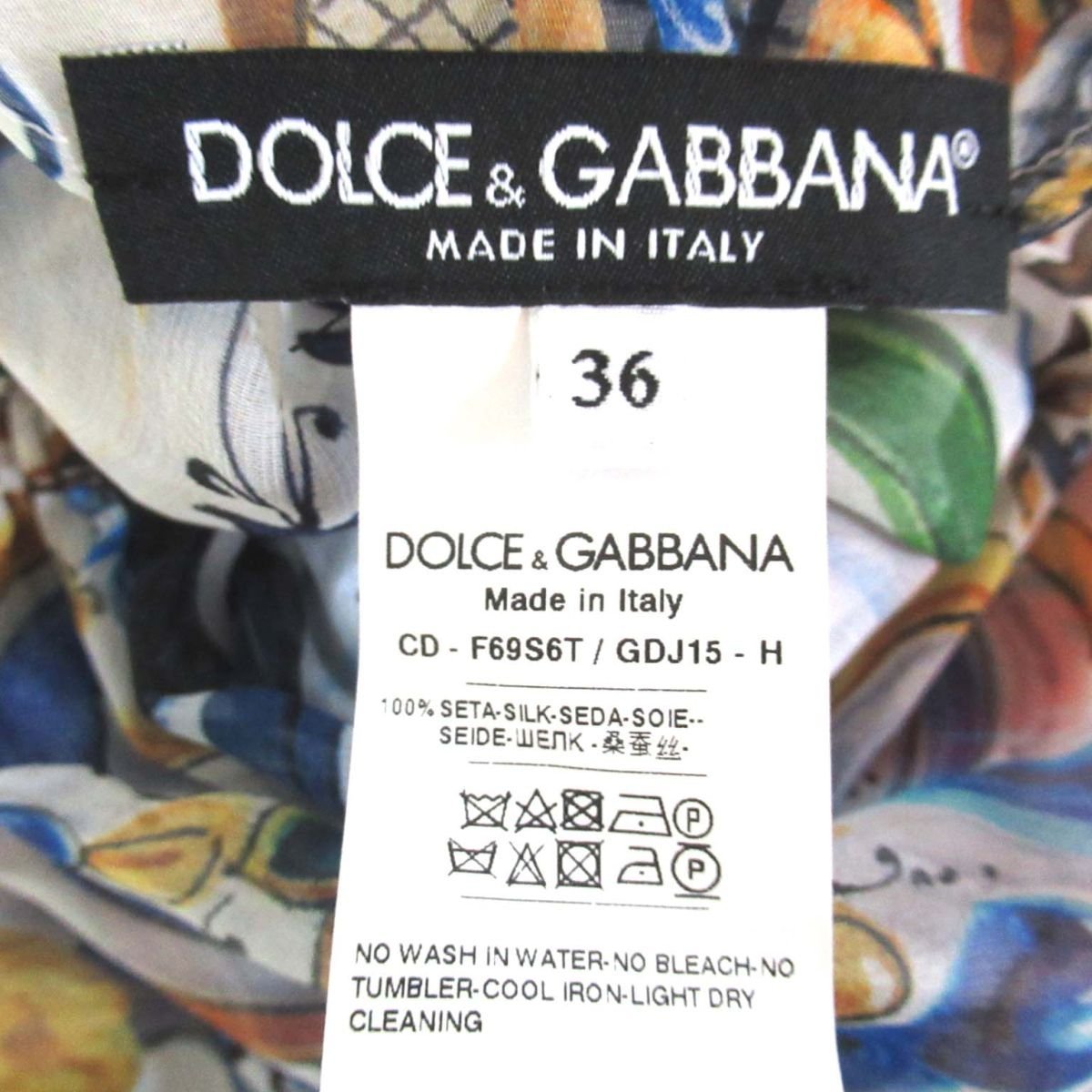 ほぼ未使用 DOLCE&GABBANA ドルチェ&ガッバーナ マヨリカプリント シルク100% ウエストギャザー ボウタイ ミニドレス ワンピース 36 ◆_画像5