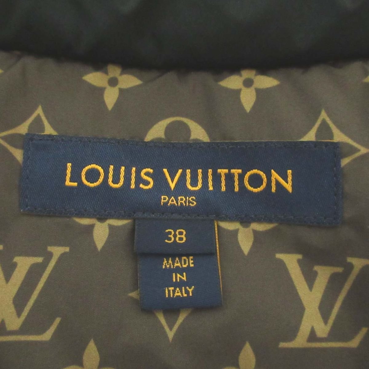 美品 22SS LOUIS VUITTON ルイヴィトン モノグラム フーディー アクセント パデッドジャケット FMOW13PMS 38サイズ ブラック×ブラウン ◆_画像10