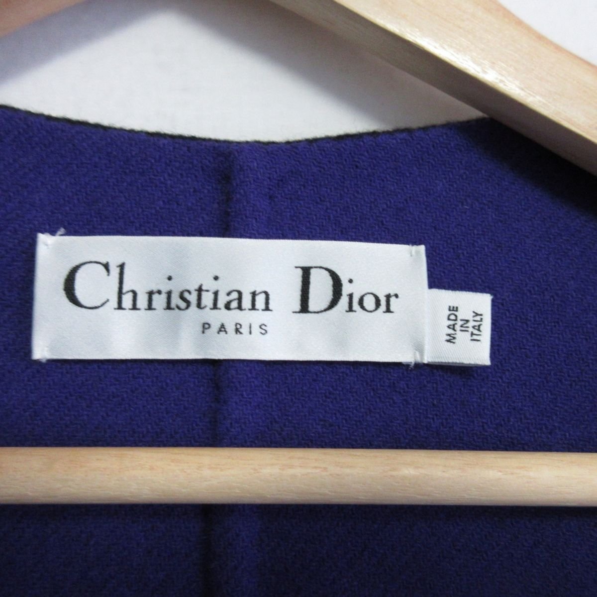 ほぼ美品 Christian Dior クリスチャンディオール アンゴラブレンド 七分袖 ダブルフェイス ノーカラーコート 40 ブラック ◆_画像8