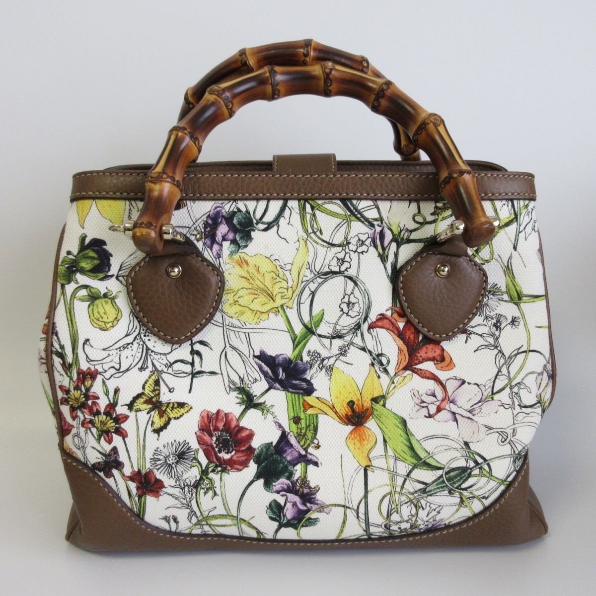  beautiful goods GUCCI Gucci Diana flora bamboo leather × canvas 2way handbag shoulder bag 308360 multicolor *