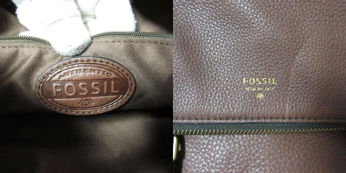 ほぼ美品 FOSSIL フォッシル レザー 2way トートバッグ ハンドバッグ ショルダーバッグ ブラウン ◆_画像8