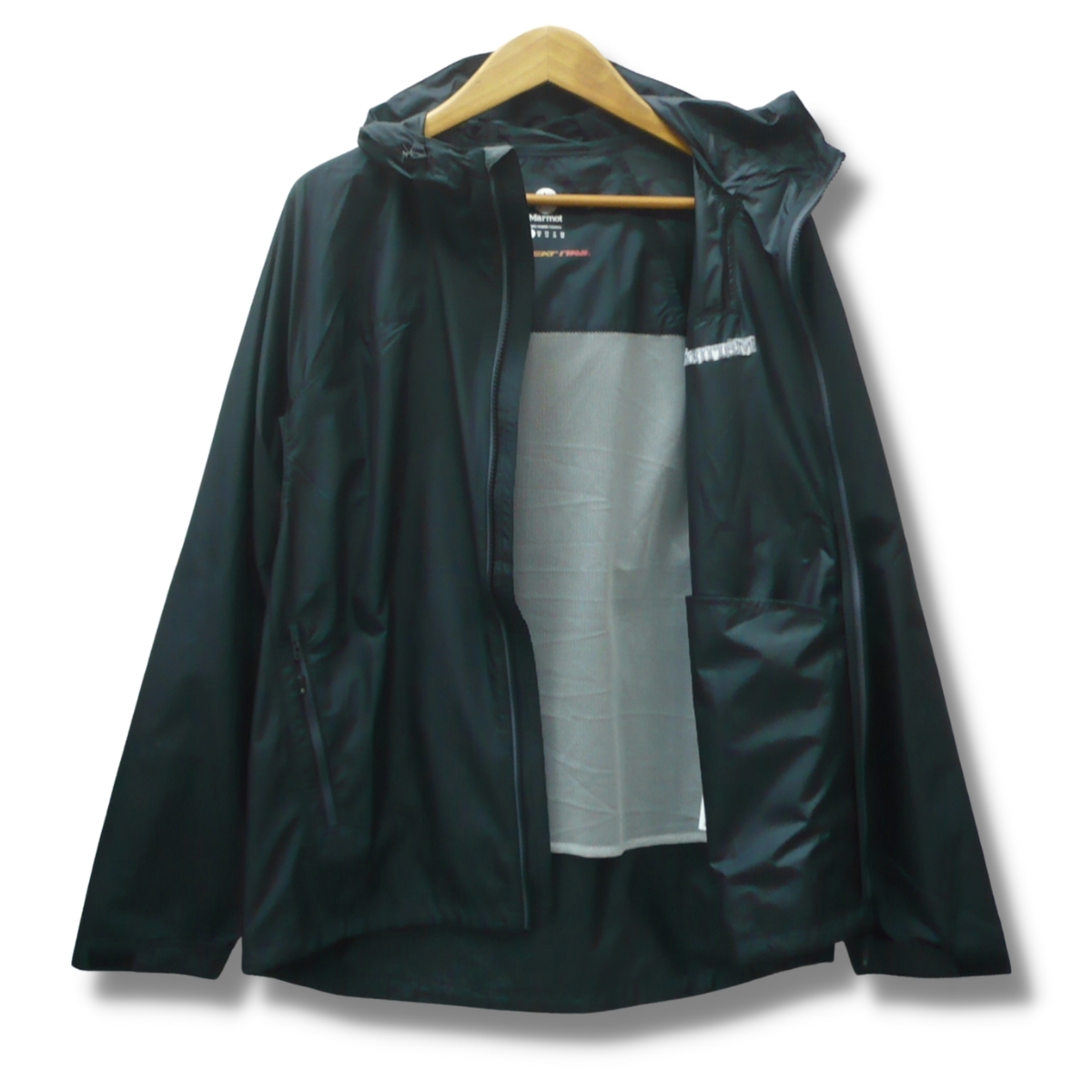 即決☆マーモット ウインド ジャケット BLK/XLサイズ ヒート 耐久 撥水 防風 送料無料 キャンプ フェス ブラック 黒
