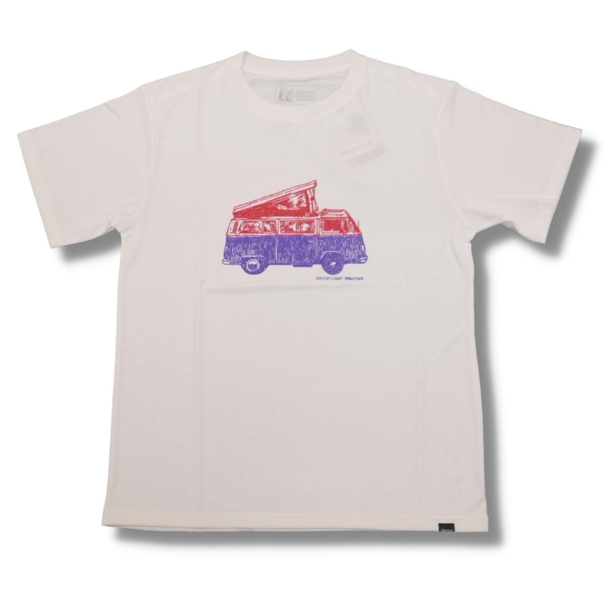 即決☆マーモット Camping Car 半袖Tシャツ WHT/XLサイズ 送料無料 吸汗・速乾・ドライ 登山 キャンプ ホワイト 白