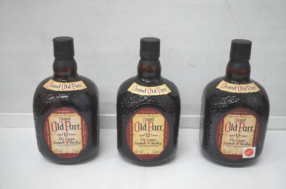 S2-13 未開栓 Grand Old Parr グランド オールド パー 3本 まとめ year 2000 edition スコッチ ウイスキー 12年 43% 1L 1000ml 古酒 箱付_画像2