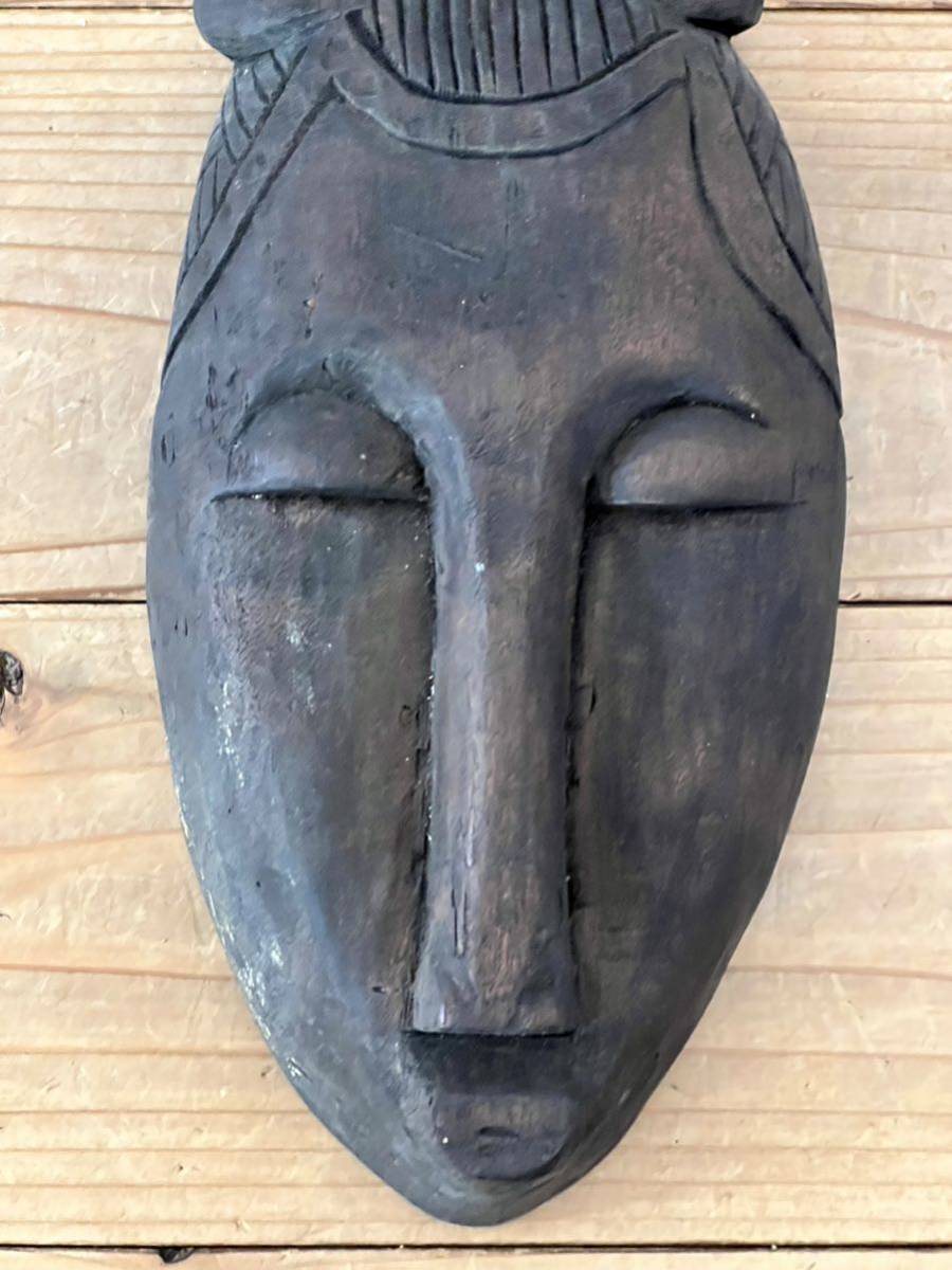 アフリカ　アンティーク　マスク　仮面　木彫り　彫刻　アフリカンアート　アフリカ雑貨　プリミティブアート　お面 25-20_画像2