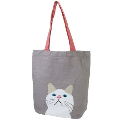 新品★トートバッグ★ターチャン★グレー★白猫★猫雑貨
