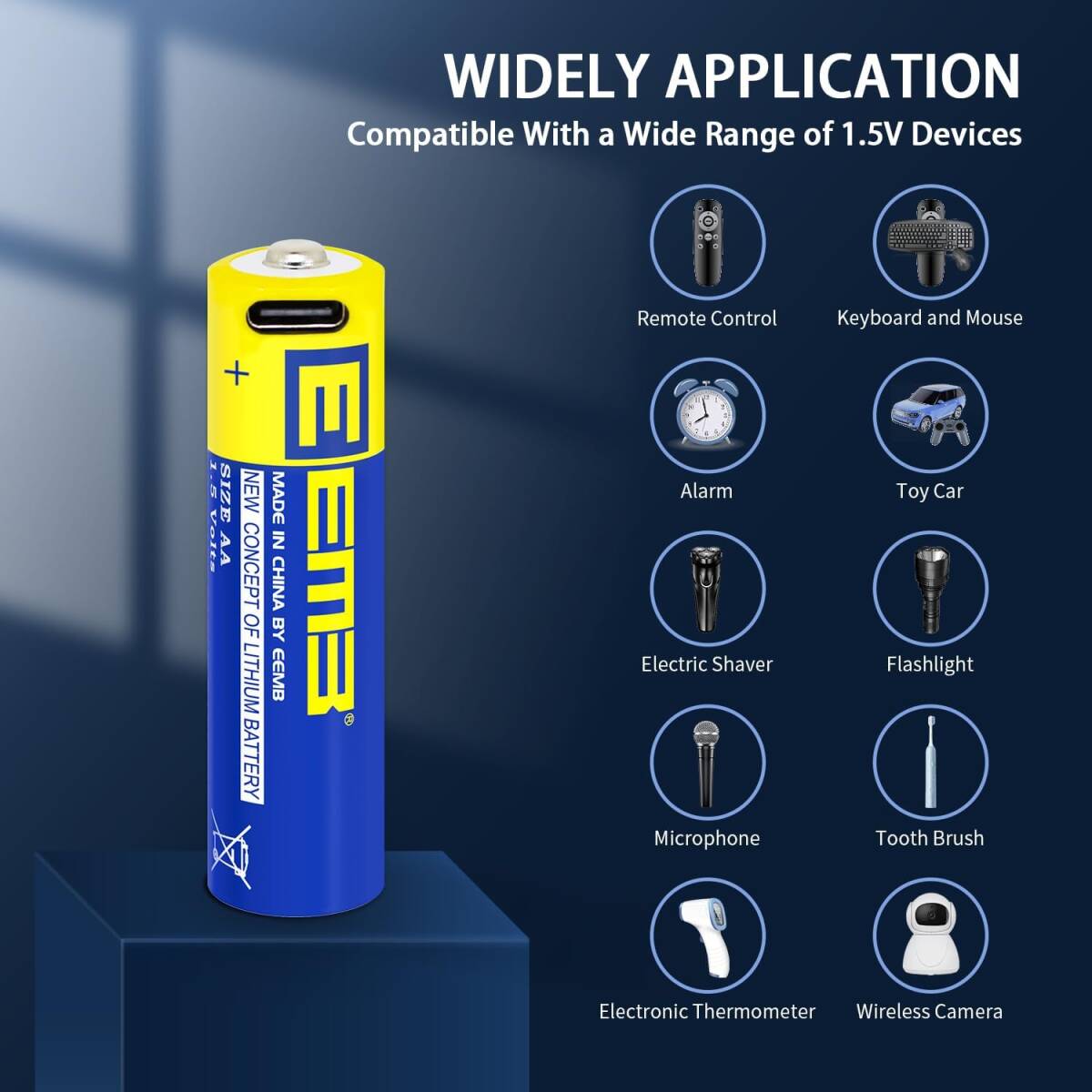 12 EEMB AA電池12パックAA充電可能電池リチウム電池AA USB C型充電ケーブル交換電池1.5 V 2600 mWhフ_画像5