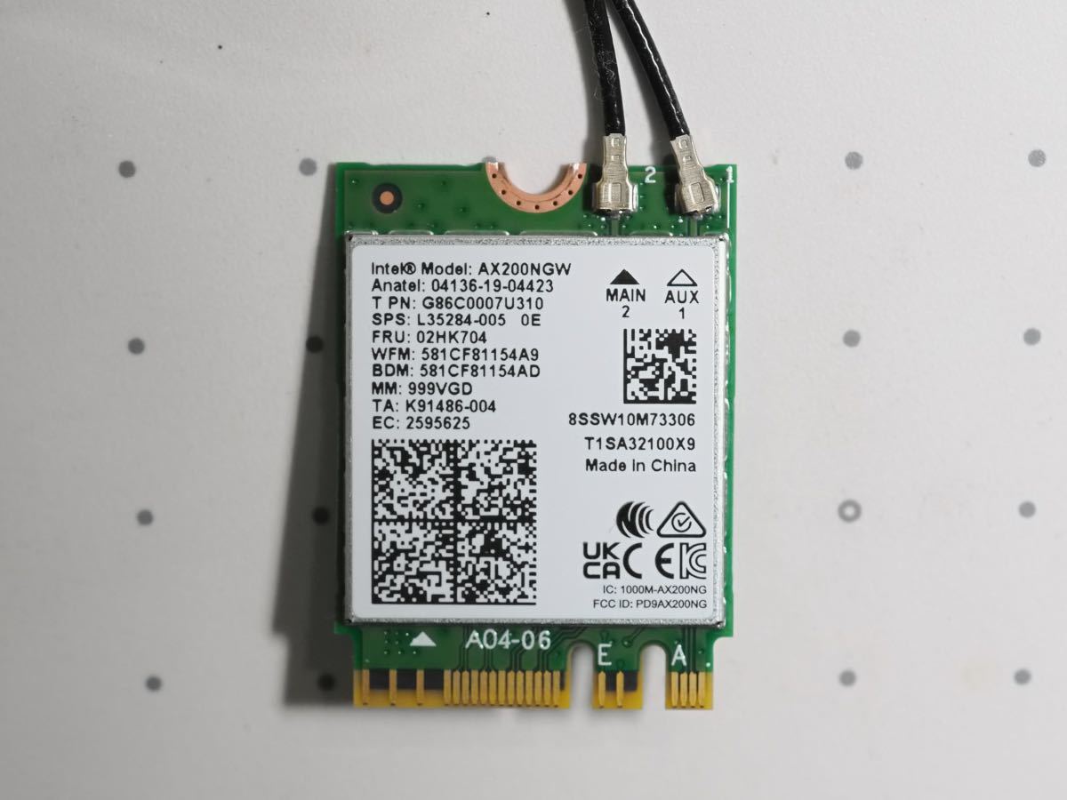 Intel AX200 Wi-Fi6&Bluetooth5.2 デスクトップ用増設M.2カード+ブラケット+アンテナ AX200.NGWG.DTK中古_画像2