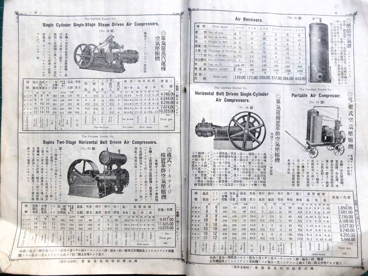 戦前カタログ帖 昭和5年「岩田兄弟商会」158p 蒸気機関 発動機 鉄道用ランプ 軽便レール ポンプ ピストン式蒸気 旋盤 電話 工作機械 等_画像3