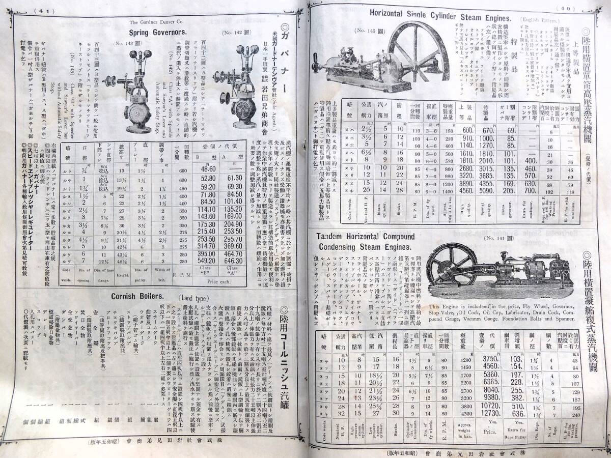 戦前カタログ帖 昭和5年「岩田兄弟商会」158p 蒸気機関 発動機 鉄道用ランプ 軽便レール ポンプ ピストン式蒸気 旋盤 電話 工作機械 等_画像7