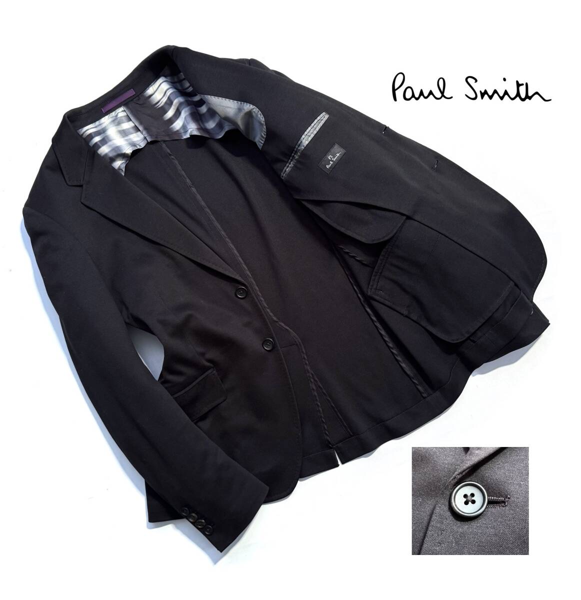 定価4万超【L2】Paul Smith ポールスミス ジャージー テーラードジャケット L2 メンズ JERSEY JACKET 背抜き【着心地抜群の一着】春夏 黒_画像1