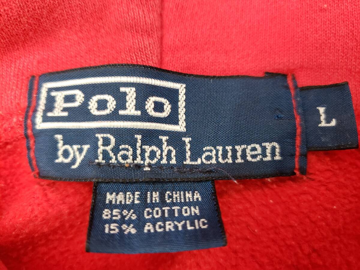 Polo Ralph Lauren/POLO/ポロラルフローレン/サイズL/スウェット/パーカー/フード/赤/レッド/90s/_画像2