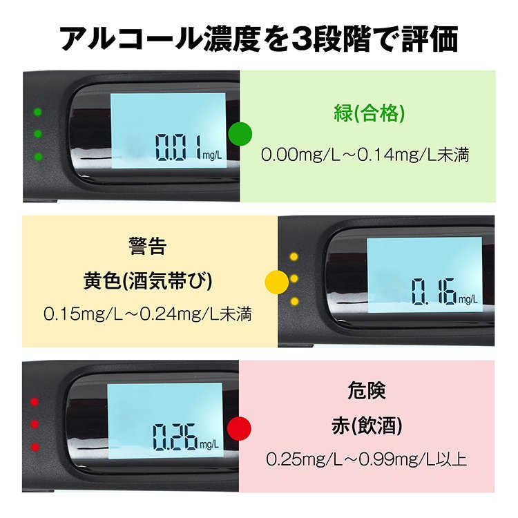 送料無料 アルコールチェッカー アルコール検知器 吹きかけ式 非接触 USB充電式 FCC認証済み 運転 半導体ガスセンサー ブザー付 sg104_画像2